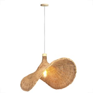 Pendente em Fibra Natural Rattan Chapeu Boho Sala E27 Nat80