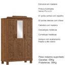 Ver imagem 4 de Guarda Roupa 3p Espelho com Aplique 115 Cm 1271 Castanho Milani Store