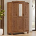 Ver imagem 2 de Guarda Roupa 3p Espelho com Aplique 115 Cm 1271 Castanho Milani Store
