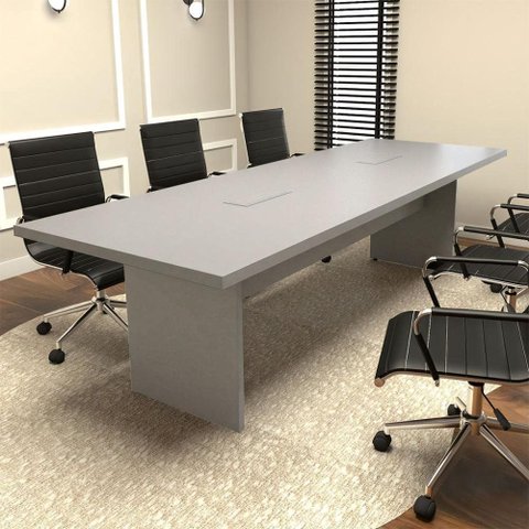Mesa Reunião Escritório 2,50m x 90cm com 2 Caixas de Tomadas 100% MDF