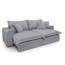 Ver imagem 2 de Sofá Confortável Retrátil e Reclinável Molas Ensacadas no Assento Tecido Linho Cinza Claro 2,50m