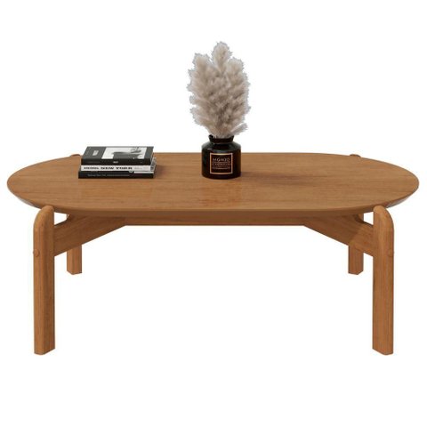 Mesa de Centro Lavínia Oval Tampo MDF 108cm Marrom Casa D Móveis