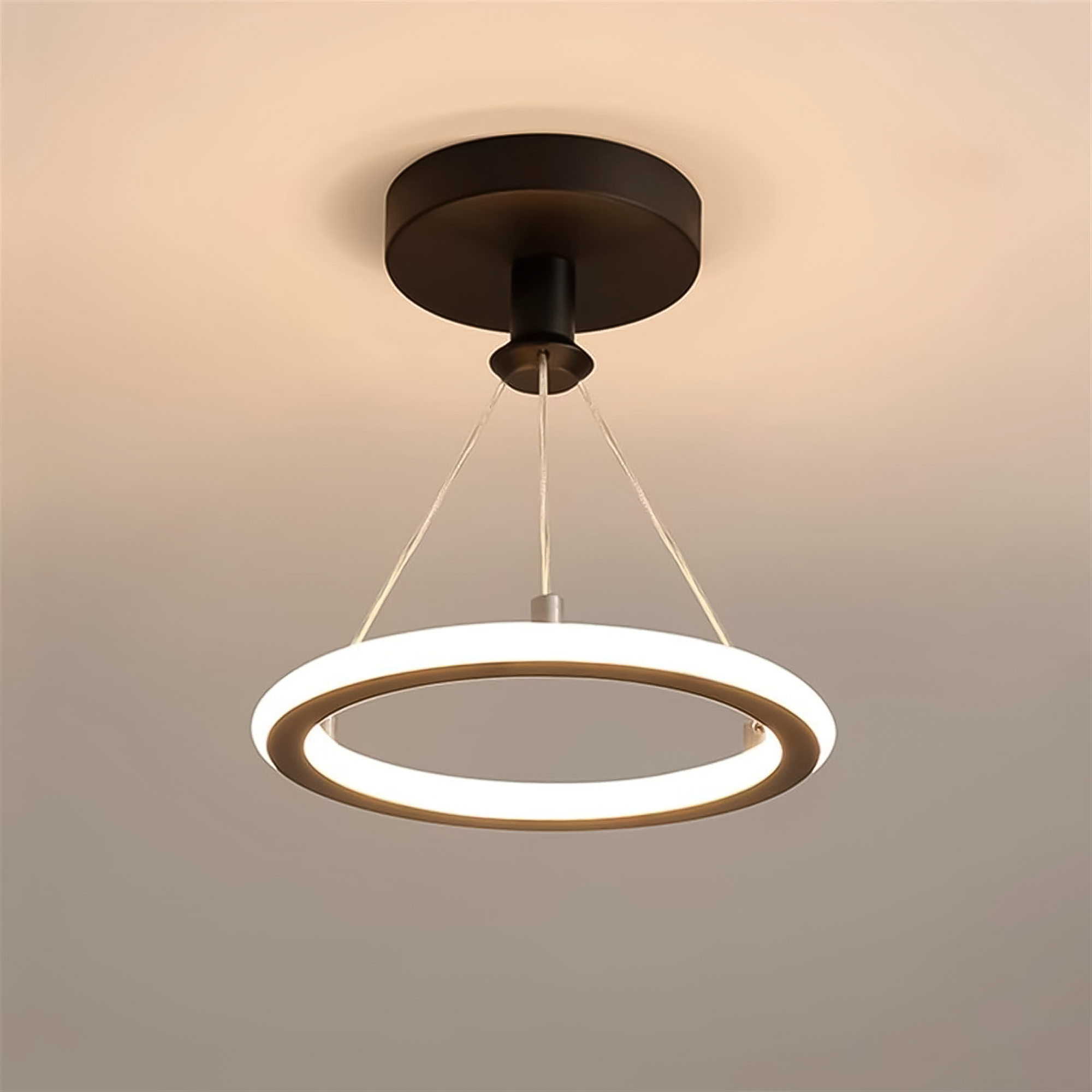 Pendente Circular Minimalista, Led 19w, Luz 3 Cores, Lexlight