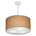 Ver imagem 1 de Lustre Pendente Cilíndrico Vivare Md-4243 Cúpula em Tecido 45x25cm - Bivolt - Palha - Bivolt