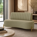 Ver imagem 1 de Sofá Namoradeira 2 Lugares Orgânico Sala Hall de Entrada Living 160cm Pé Dourado Maraú Bouclê Verde
