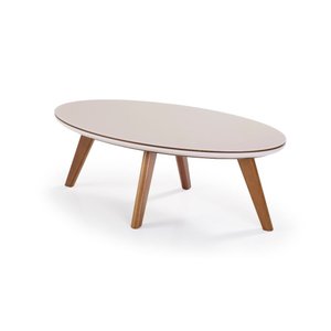 Mesa de Centro Safira com Vidro - Acabamento Champagne/off White