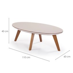 Mesa de Centro Safira com Vidro - Acabamento Champagne/off White - 2