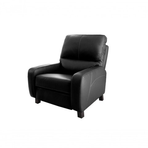 Poltrona Reclinável de Couro Doral com Mecanismo Way Preto Pigmentado - Mempra Design