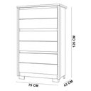 Ver imagem 5 de Cômoda para Quarto Pequena 6 Gavetas 79cm Unitá A04 Cinamomo Off White - Lyam Decor