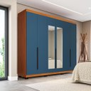 Ver imagem 1 de Roupeiro Casal Madri 6 Portas com Espelho 242x214cm Azul/Freijó 250829