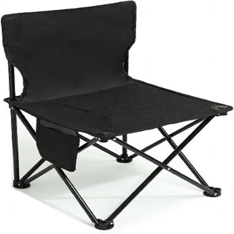 Cadeira Praia Camping Bolso Lateral 70cm Banqueta Pesca Banco Assento Dobravel Preta Bolsa Transport