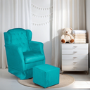 Ver imagem 2 de Puff e Poltrona Amamentação Balanço Quarto Baby Suede Azul Turquesa - Incasa Decor