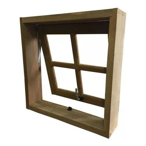 Janela de Madeira Itaúba Vitro Max- Ar 60x60 com Guarnição Caixa 14cm