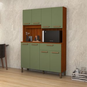 Armário Jade Cozinha Sofisticada 8 Portas Diversas Cores:verde