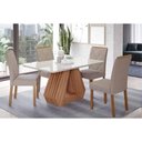 Ver imagem 1 de Conjunto: Mesa Sala Jantar Ágata Tampo Madeirado C/ Vidro 130x80cm e 4 Cadeiras Fernanda Cinamomo/