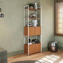 Ver imagem 1 de Estante Desk Multiuso Alta com Porta Canela/branco