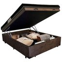 Ver imagem 3 de Cama Baú Casal Suede + Colchão Casal Ortobom Iso Dupla Face 60x138x188 Marrom