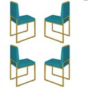 Ver imagem 1 de Conjunto Quatro Cadeiras Sala Jantar Barcelona Base Dourado:azul Turquesa