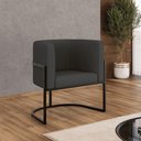 Ver imagem 1 de Poltrona Corino Decorativa Lua Recepção Base Ferro Black Cinza