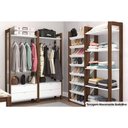 Ver imagem 2 de Guarda Roupa Closet Solteiro Az1011 Armário Alto C/ 1 Prateleira e 2 Gavetas Amêndoa/branco -