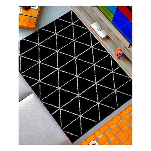 Tapete para Sala Art 150 x 200cm Estampado Desenho 11 Preto