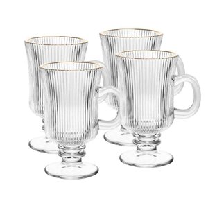 Conjunto 4 Taças Cappuccino 240 Ml de Vidro com Fio de Ouro Lines Wolff