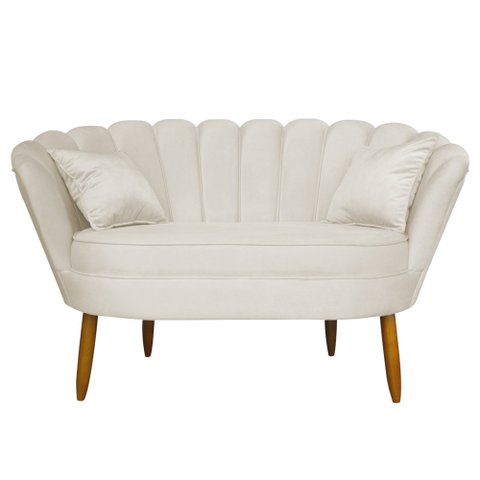 Namoradeira Pétala 2 Lugares Decorativa Veludo Bege - Montanaris Decor MD MONTANARIS DECOR