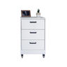 Mesa de Cabeceira Branca 40cm 3 Gavetas Mdf Quarto Gaveteiro Puxador Arquivo-com Rodinhas Já Montado - 1