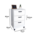 Ver imagem 5 de Mesa de Cabeceira Branca 40cm 3 Gavetas Mdf Quarto Gaveteiro Puxador Arquivo-com Rodinhas Já Montado