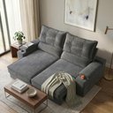 Ver imagem 1 de Sofá com Chaise Santiago 2 Lugares Retrátil 150cm Grafite Suede