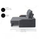 Ver imagem 3 de Sofá com Chaise Santiago 2 Lugares Retrátil 150cm Grafite Suede