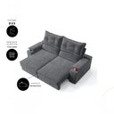 Ver imagem 4 de Sofá com Chaise Santiago 2 Lugares Retrátil 150cm Grafite Suede