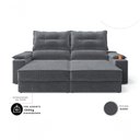 Ver imagem 2 de Sofá com Chaise Santiago 2 Lugares Retrátil 150cm Grafite Suede