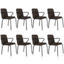 Ver imagem 1 de Kit 08 Cadeiras Estofada para Sala de Jantar com Braço Loft Preto C01 Bouclê Marrom - Lyam Decor