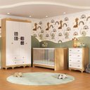 Ver imagem 2 de Quarto de Bebê Completo com Berço 3 em 1 para Colchão 130x60cm Luna Multimóveis Mp4524 Madeirado