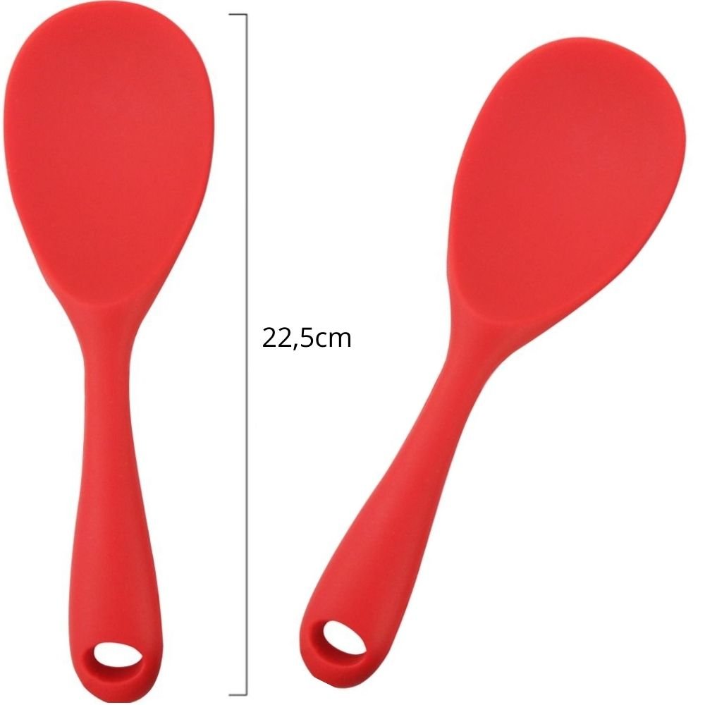 Colher De Arroz Nylon E Silicone Cozinha Vermelho - 3