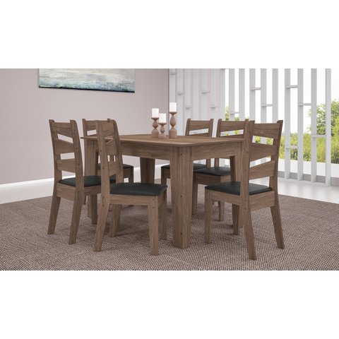 CONJUNTO ISIS 1,35 COM 6 CADEIRAS - Amêndoa - 11C