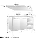 Ver imagem 4 de Balcão de Cozinha com Tampo 120cm 3 Gavetas Andréia Amêndoa/preto - Ajl Móveis