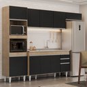 Ver imagem 2 de Armário de Cozinha Modulada 4 Peças CP12 com Pia Inox Castanho/Preto - Lumil Lumil Móveis