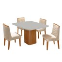 Ver imagem 1 de Conjunto: Mesa Sala Jantar Maldivas Tampo c/ Vidro Curvo 90cm+4 Cadeiras Maldivas Madeira Naturale/