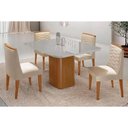 Ver imagem 5 de Conjunto: Mesa Sala Jantar Maldivas Tampo c/ Vidro Curvo 90cm+4 Cadeiras Maldivas Madeira Naturale/