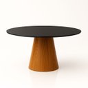 Ver imagem 1 de Mesa de Jantar Cone Redonda 130 Cm Base Madeira Freijó Tampo Laqueado