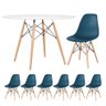 KIT - Mesa redonda Eames 120 cm branco + 6 cadeiras Eiffel DSW Azul petróleo - 1