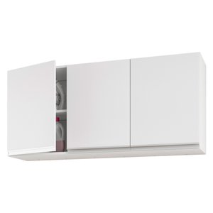 Armário de Parede Área de Serviço e Lavanderia 120cm com 03 Portas 100% Mdf Branco - Abmaza Lux