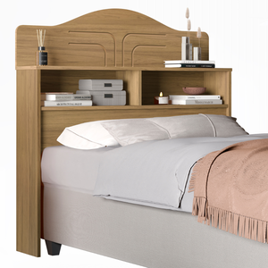 Cabeceira Solteiro Cama Box Mdf 2 Compartimentos Práticos:amendoa