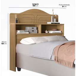 Cabeceira Solteiro Cama Box Mdf 2 Compartimentos Práticos:amendoa - 4