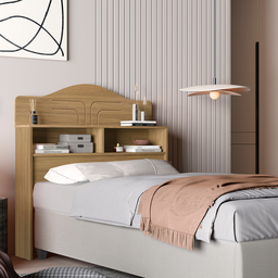 Cabeceira Solteiro Cama Box Mdf 2 Compartimentos Práticos:amendoa - 2