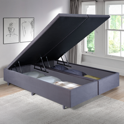 Cama Box Baú Casal Bipartido 138x188x42cm Suede Cinza com Pistão a Gás - 1