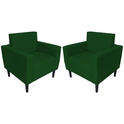Kit 2 Poltronas Decorativa Leticia Slim Suede Verde Pés Madeira Mz Decor