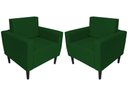 Ver imagem 1 de Kit 2 Poltronas Decorativa Leticia Slim Suede Verde Pés Madeira Mz Decor